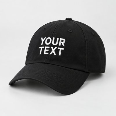 Personalised Embroidered Baseball Cap Custom Name Text Organic Cotton Hat